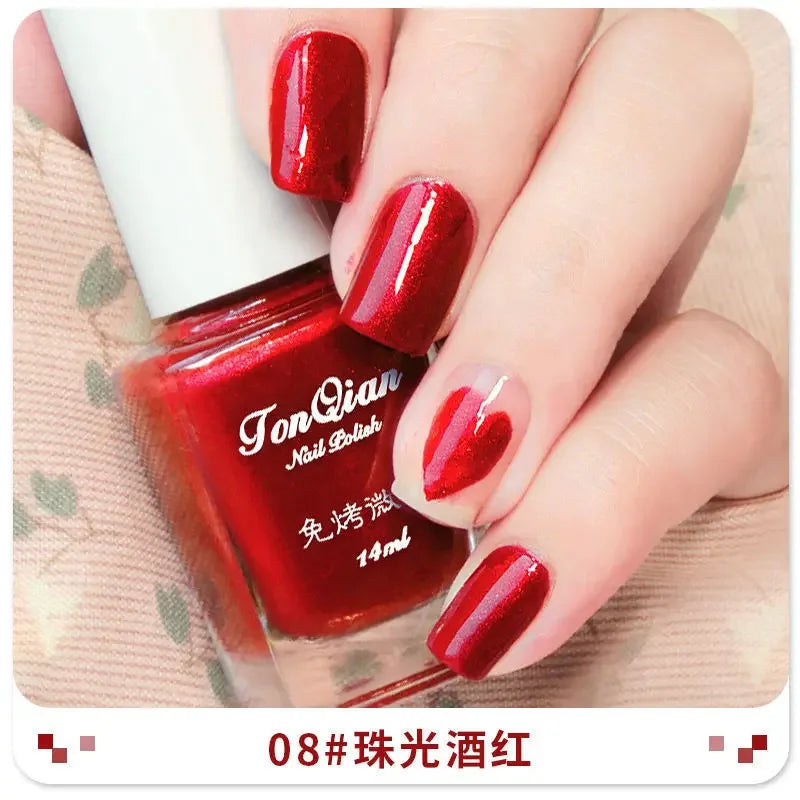 Nail Polish Female Lasting No Bake Can Not Peel Classic Show White Cherry Red Pearl White Transparent Nude Color