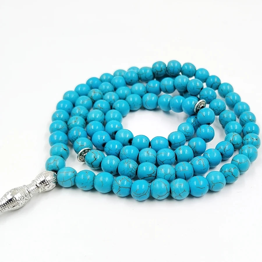 Tasbih Turquoises stone 99 100 Prayer Beads Misbaha Islamic Eid Gift Muslim bracelets