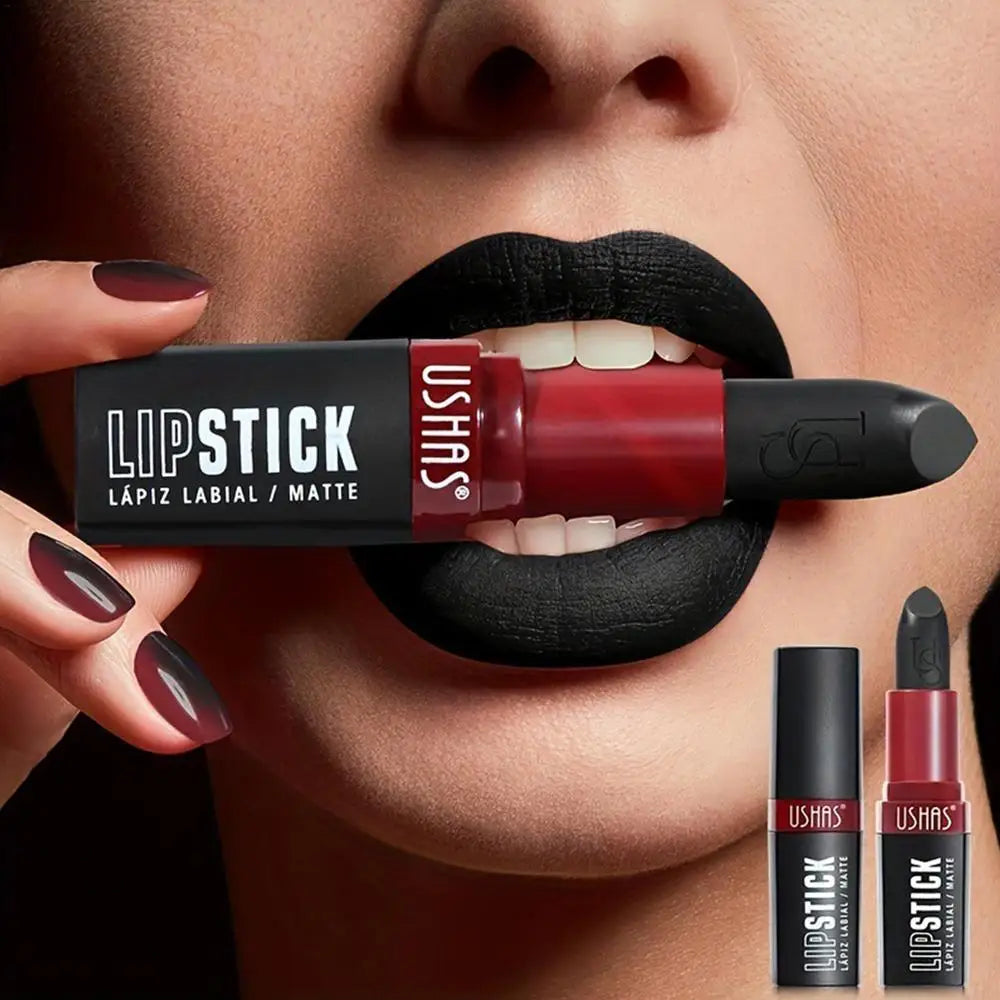 Matte Vampire Black Lipstick Matte Black Lip Stick High Impact Highly Pigmented Velvet Matte Lipstick Retro Dark Purple Lipstick