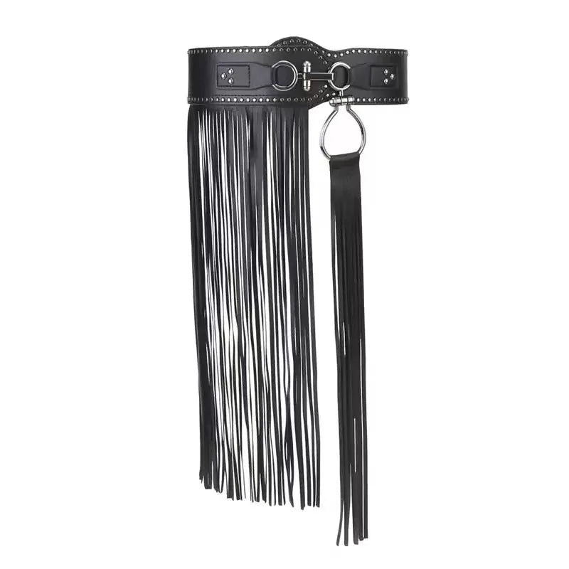 Retro Belt Western Cowboy Fringe Belt Bohemian-style Wide Waist Belt With Tassels Gothic Punk Fashion Belt Pu Material