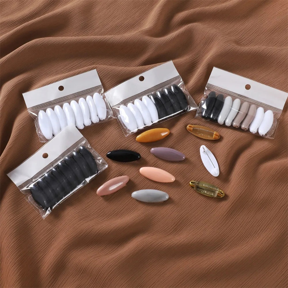 New 8pcs/set New Solid Color Plastic Brooch Needle Elegantly Scarf Accessory Safety Pin Fix Scarf Hijab Brooch