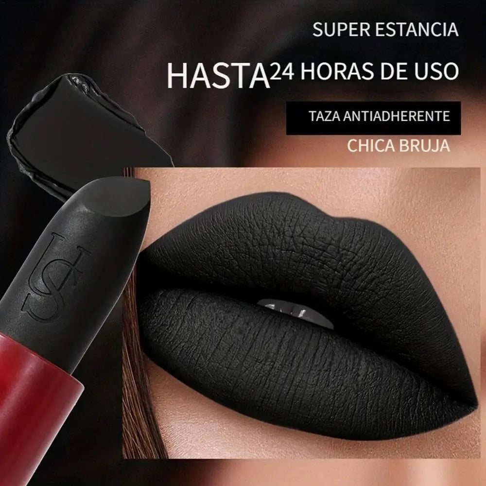 Matte Vampire Black Lipstick Matte Black Lip Stick High Impact Highly Pigmented Velvet Matte Lipstick Retro Dark Purple Lipstick