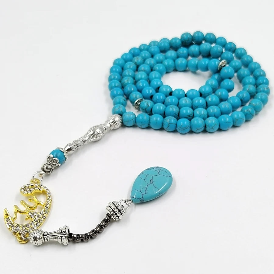 Tasbih Turquoises stone 99 100 Prayer Beads Misbaha Islamic Eid Gift Muslim bracelets