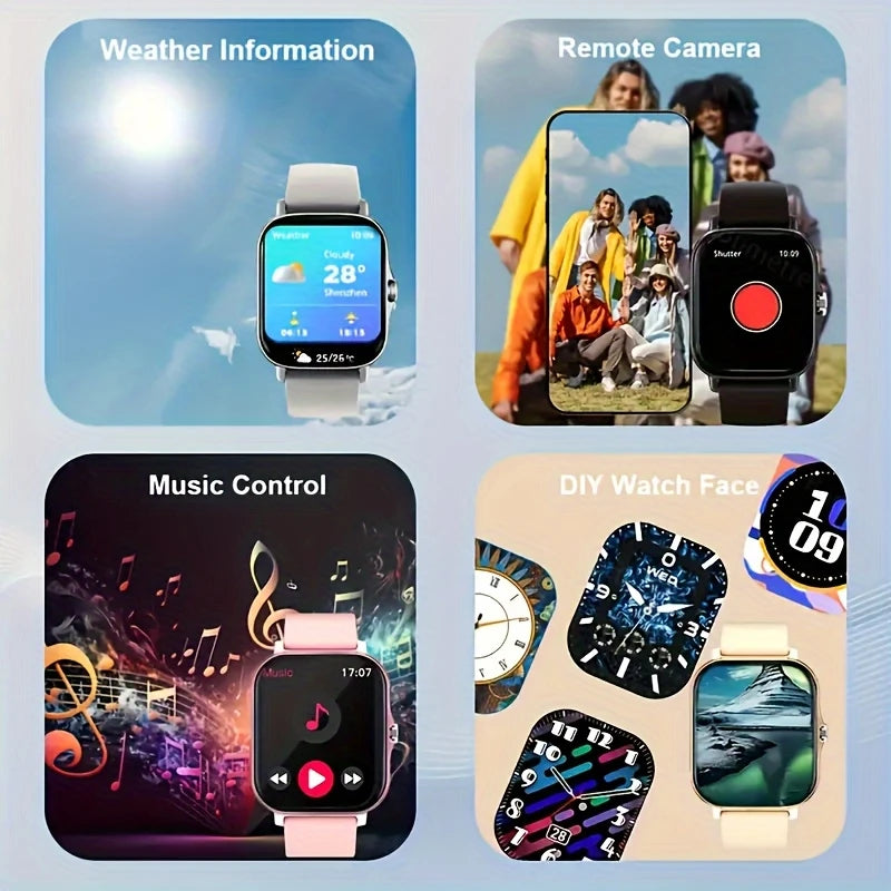 Touch Screen Smart Watch HD Display Bluetooth Call Message Alert Music Sports Smartwatch Men Gift Women Heart Rate Monitoring