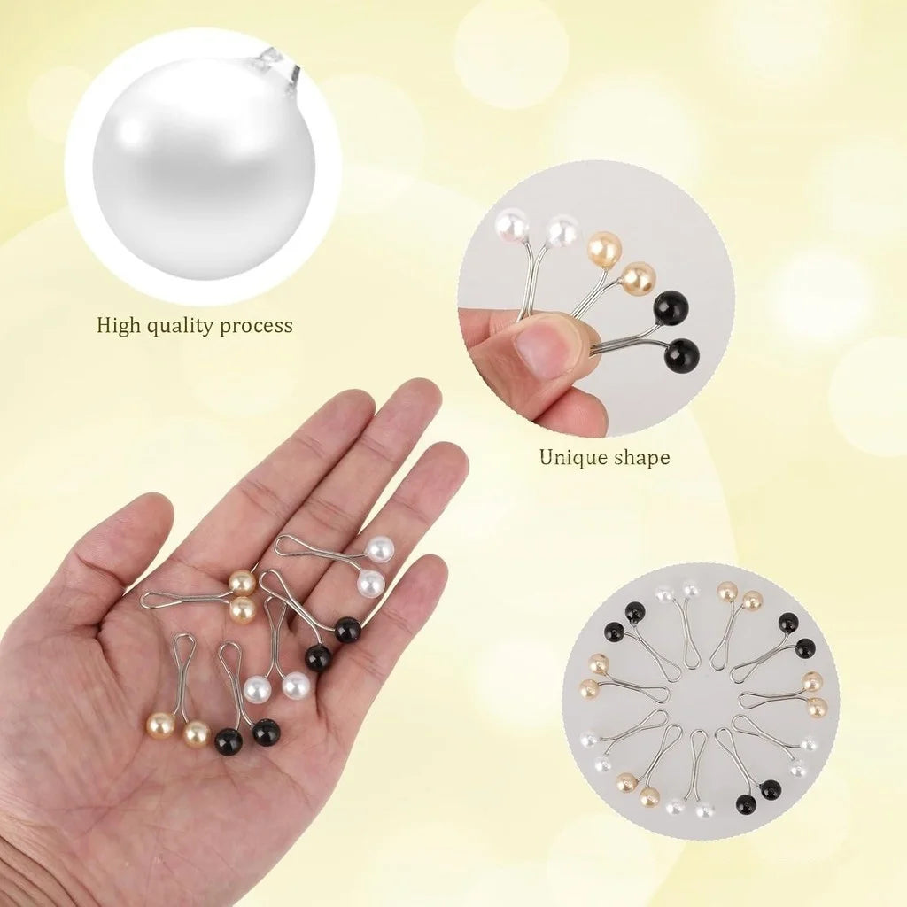12pcs Women Hijab Pins Clips Set Cute Scarf Clip Pearl Brooch Pins, Headscarf Shawl Scarf Muslim Hijab Scarf Clips Safety Pins