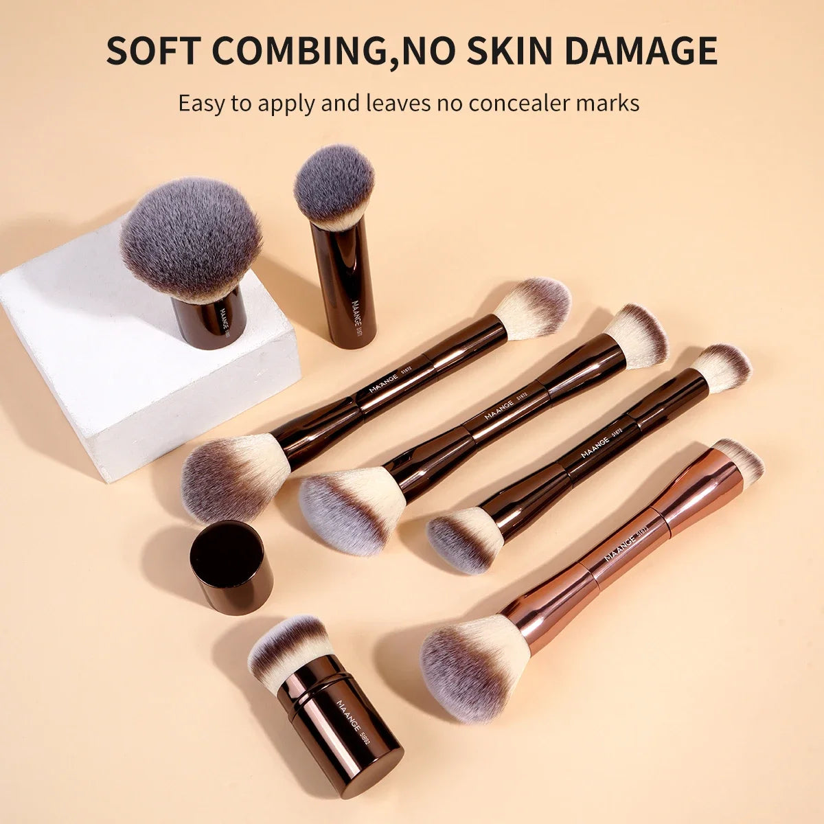 20pcs/set Pro Makeup Brushes Double Ended Foundation Concealers Blush Eye Shadows Brush for Liquid Cream Powder Blending