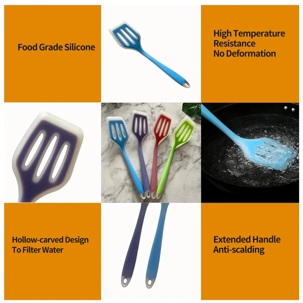 Color Silicone Kitchen Ware Non-stick Set Cooking Utensils Tools Egg Fish Frying Pan Scoop Fried Shovel Spatula Cooking Utensils