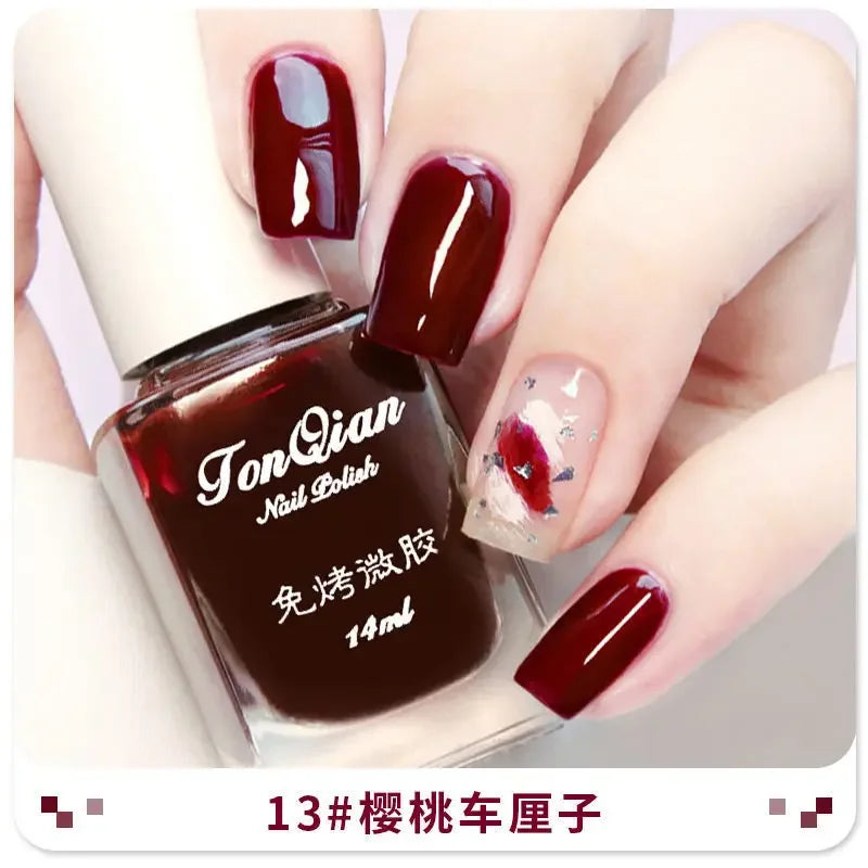 Nail Polish Female Lasting No Bake Can Not Peel Classic Show White Cherry Red Pearl White Transparent Nude Color