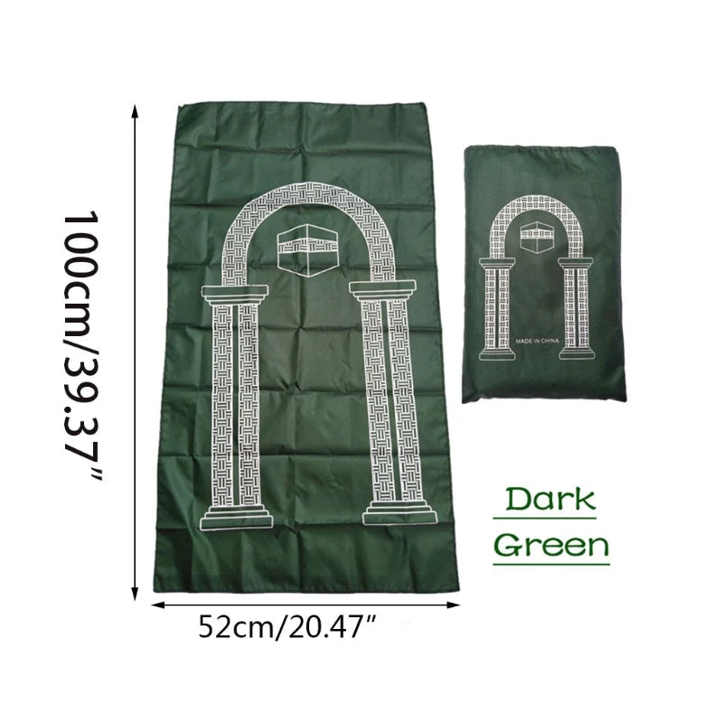 Portable Muslim Prayer Rug Waterproof PU Braided Mat Simply Print Pouch Travel Home Blanket 60x100CM