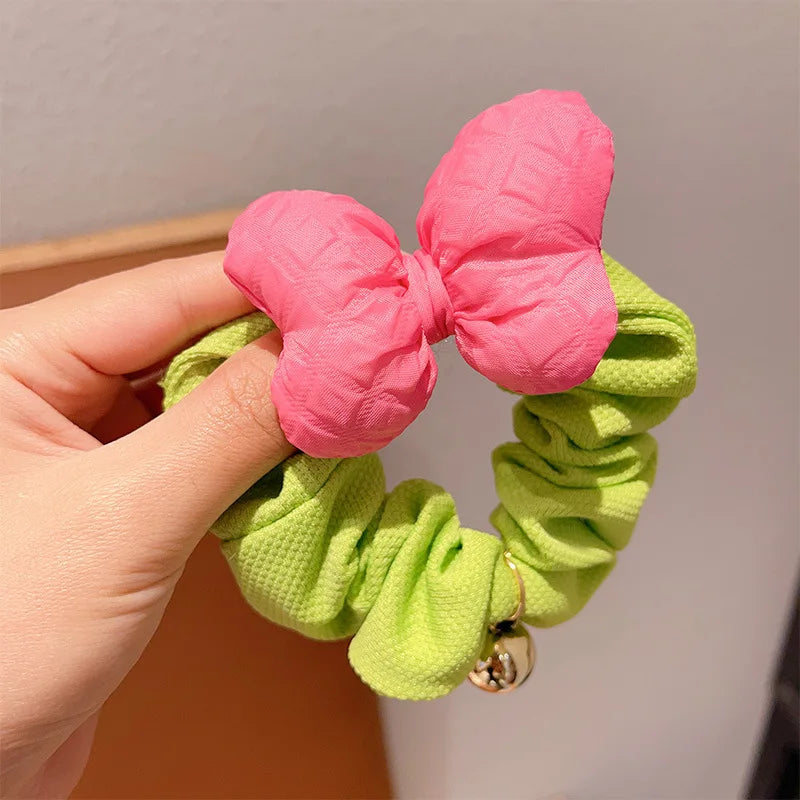 Women's Hair Scrunchies Bow Bells Cute girls Sweet Kawaii Hair Ties Fashionable Dopamine Verstaile Hair Accessories Children