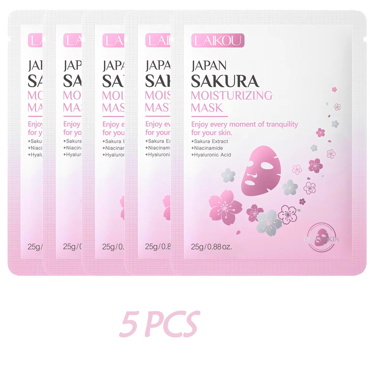 LAIKOU Japan Sakura Moisturizing Face Mask Deep Hydration Brightening Skin Care Facial Sheet Mask for Dry Skin