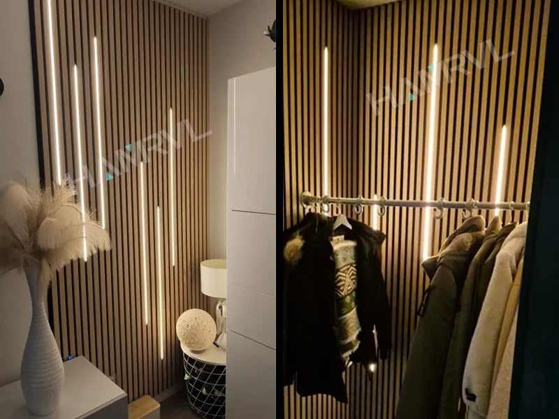 LED Recessed Lighting LED Strip Light for Wood Slat Wall Panel in Parallel with Touch Sensor, Self-Adhesive for Slat Wall Decor