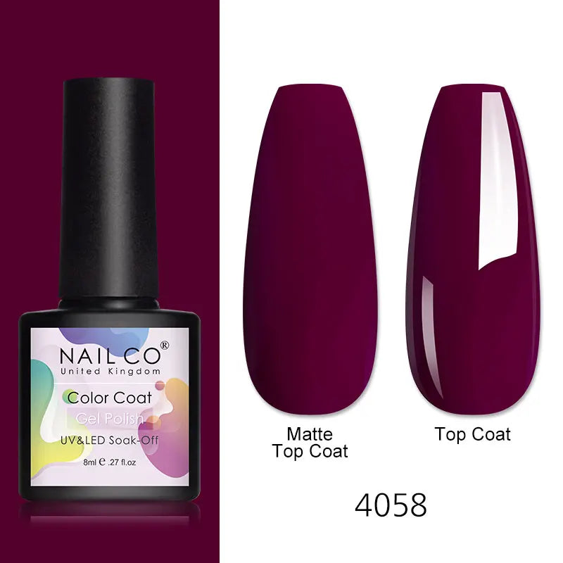 NAILCO 8ml Pink Red Colors Gel Nail Polish Nail Art Varnishes Gel Lacquer Coat LED Nails Manicure Design UV Gel Varnish Soak Off