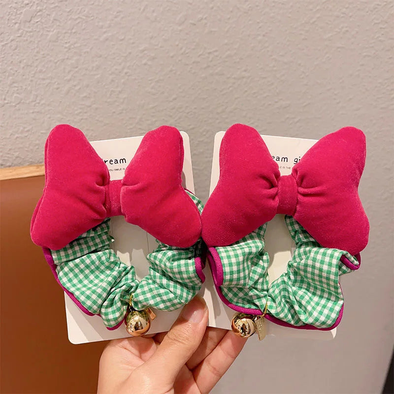Women's Hair Scrunchies Bow Bells Cute girls Sweet Kawaii Hair Ties Fashionable Dopamine Verstaile Hair Accessories Children