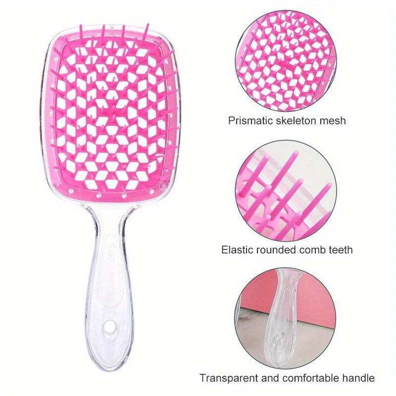 2pcs/set Detangling Hair Brush - Anti-Static Scalp Massaging Hollow Out Design Easy Detangling Wet or Dry Use DIY StylingTools