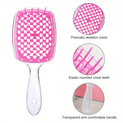 2pcs/set Detangling Hair Brush - Anti-Static Scalp Massaging Hollow Out Design Easy Detangling Wet or Dry Use DIY StylingTools