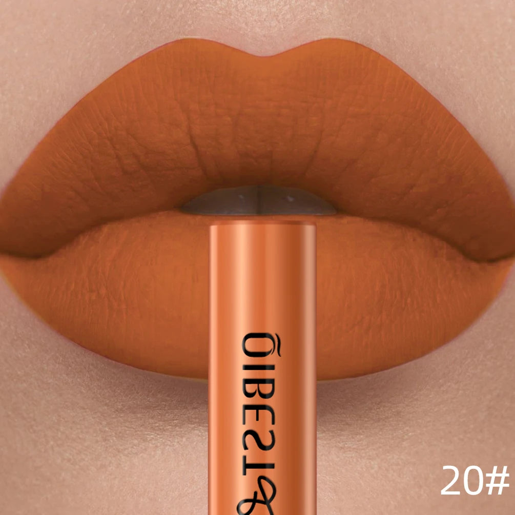 QIBEST Matte Liquid Lipstick Waterproof Long Lasting Velvet Lip Gloss Tint Tube Matte Nude Pigment Red Lipgloss Lips Makeup