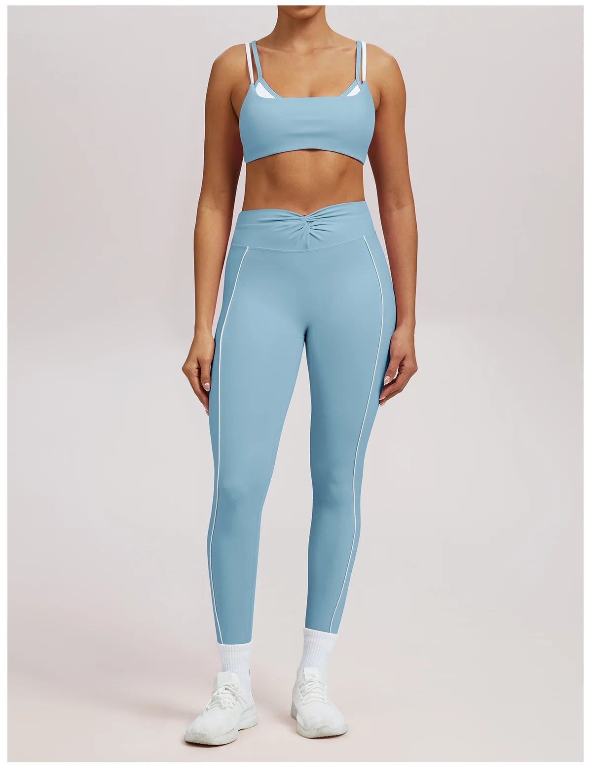 Yoga Leggings Women's Workout Gym Running Fitness Pants High Waist Ruched Contrast Piping Butt Lifting Slim Squat Proof Stretchy