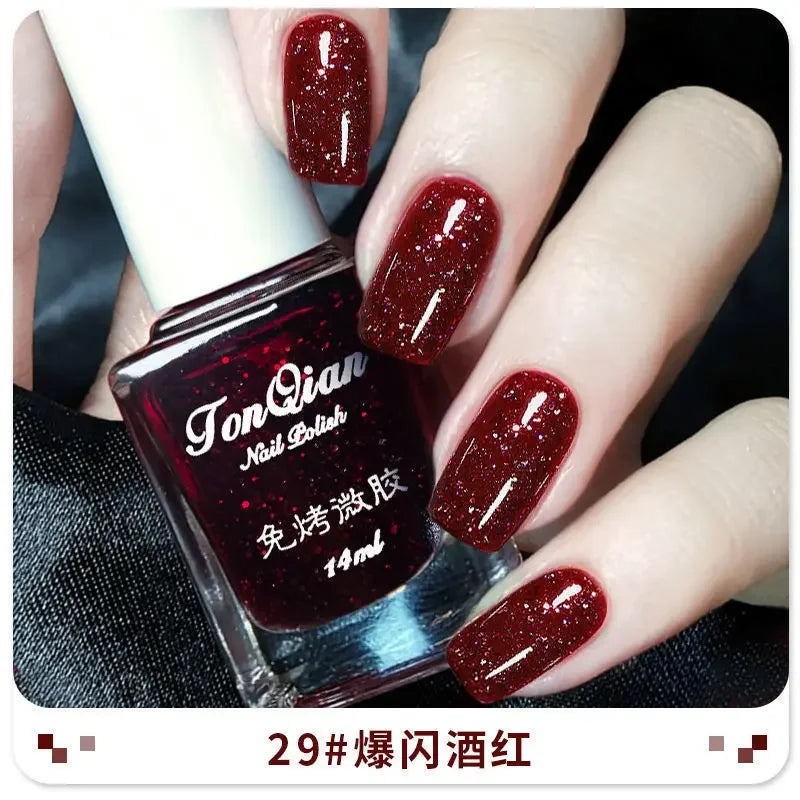 Nail Polish Female Lasting No Bake Can Not Peel Classic Show White Cherry Red Pearl White Transparent Nude Color