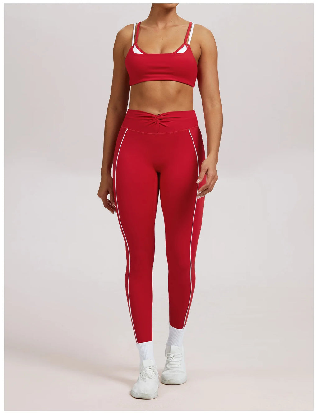 Yoga Leggings Women's Workout Gym Running Fitness Pants High Waist Ruched Contrast Piping Butt Lifting Slim Squat Proof Stretchy
