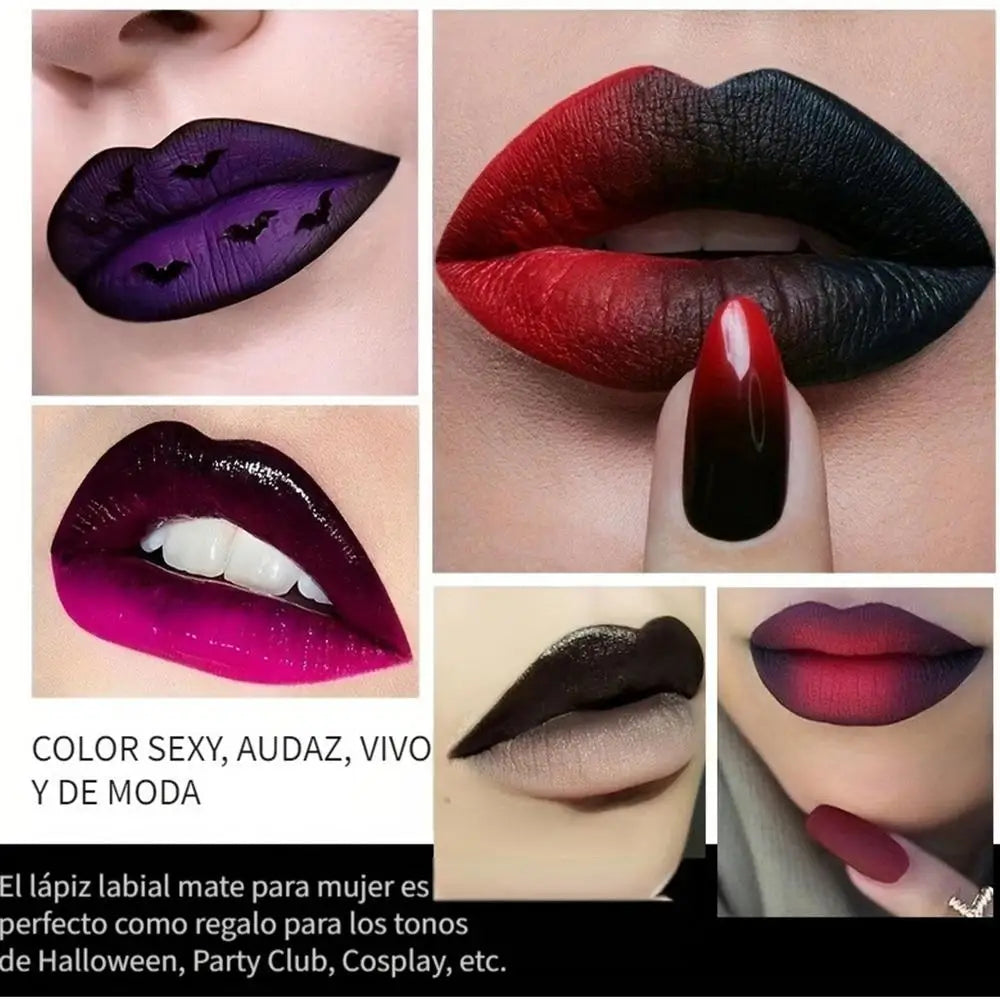 Matte Vampire Black Lipstick Matte Black Lip Stick High Impact Highly Pigmented Velvet Matte Lipstick Retro Dark Purple Lipstick