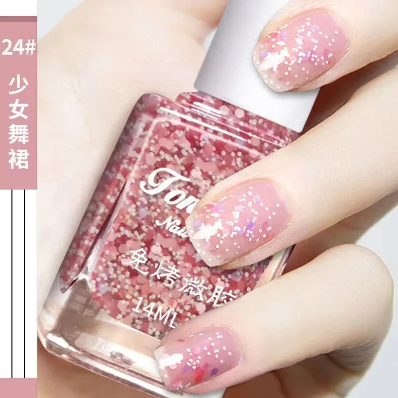 Nail Polish Female Lasting No Bake Can Not Peel Classic Show White Cherry Red Pearl White Transparent Nude Color
