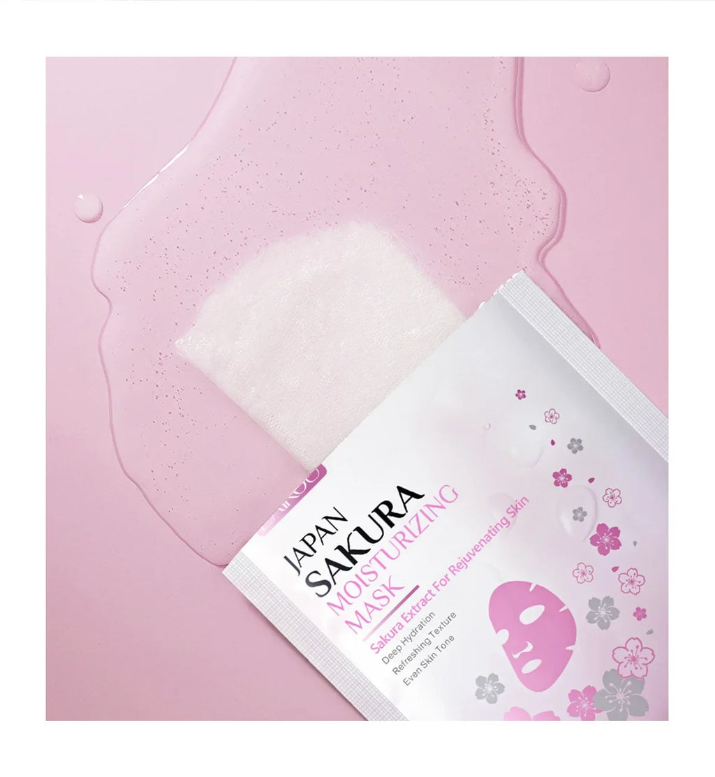 LAIKOU Japan Sakura Moisturizing Face Mask Deep Hydration Brightening Skin Care Facial Sheet Mask for Dry Skin