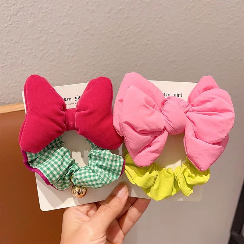 Women's Hair Scrunchies Bow Bells Cute girls Sweet Kawaii Hair Ties Fashionable Dopamine Verstaile Hair Accessories Children