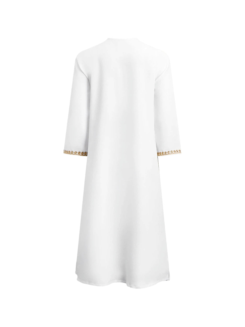 Boys Arabic Thobe White Gold Embroidered Long Sleeve Robe with Kufi Hat Traditional Middle East Dishdasha Kids Elegant Outfit Pe
