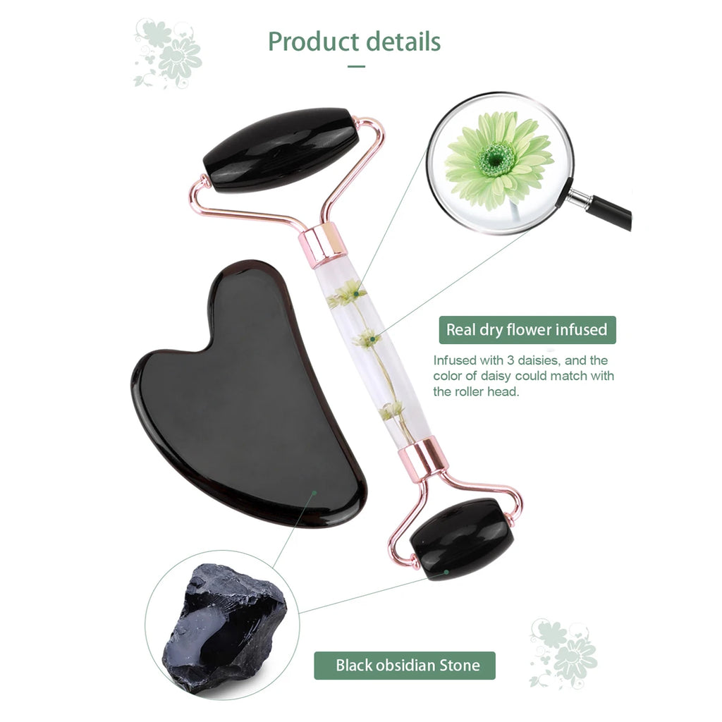 Gua Sha&Jade Roller Set Natural Jade Massager For Face Neck Body Care Beauty Health Skin Care Tools Facial Slim Lift Scraping