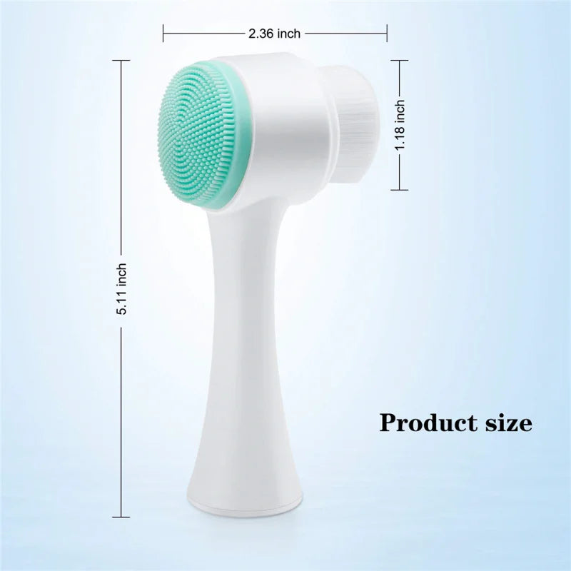 3D Double Silicone Facial Cleansing Brush Manual Massage Facial Brush Soft Bristles Exfoliator Double Sided Face Wash Brush