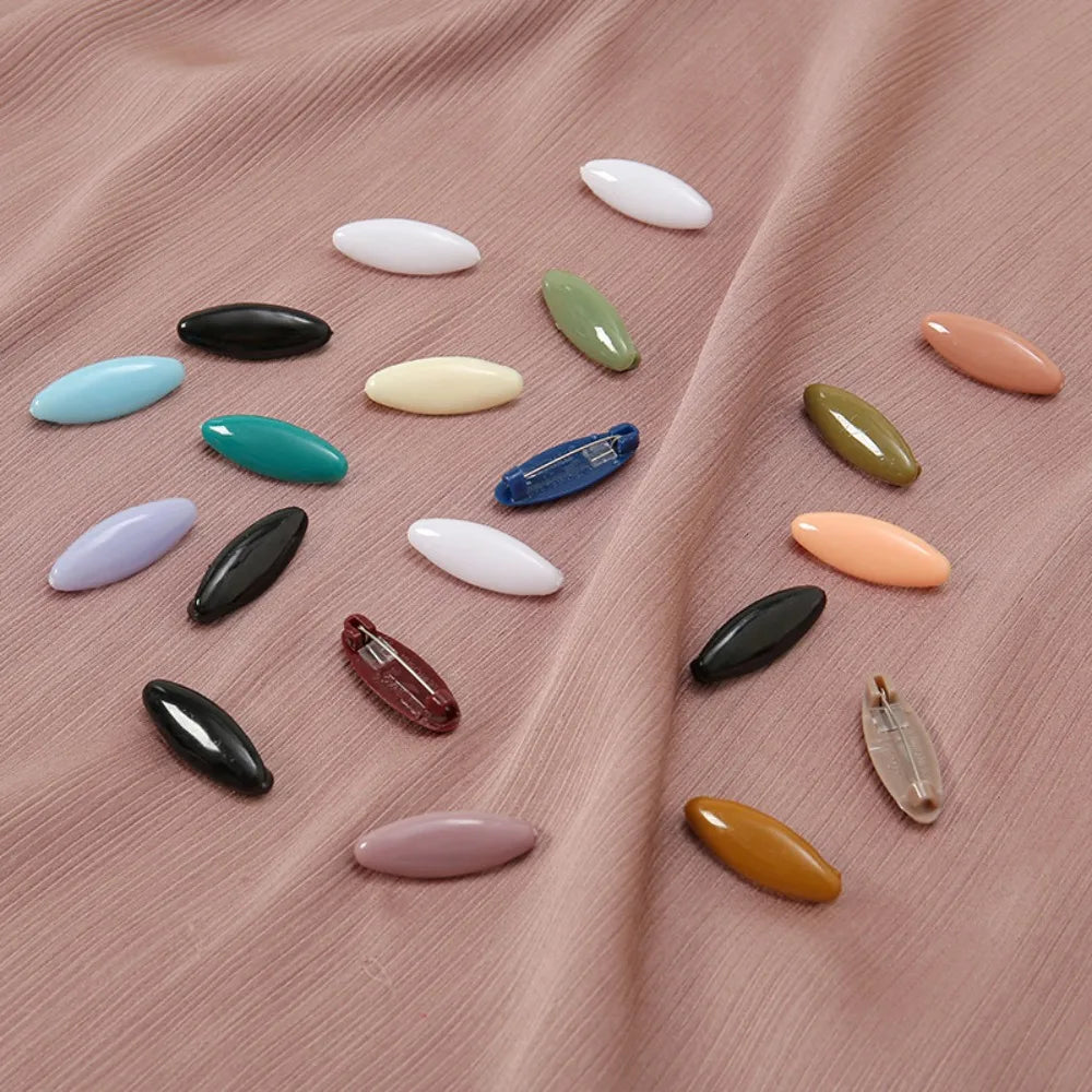 New 8pcs/set New Solid Color Plastic Brooch Needle Elegantly Scarf Accessory Safety Pin Fix Scarf Hijab Brooch