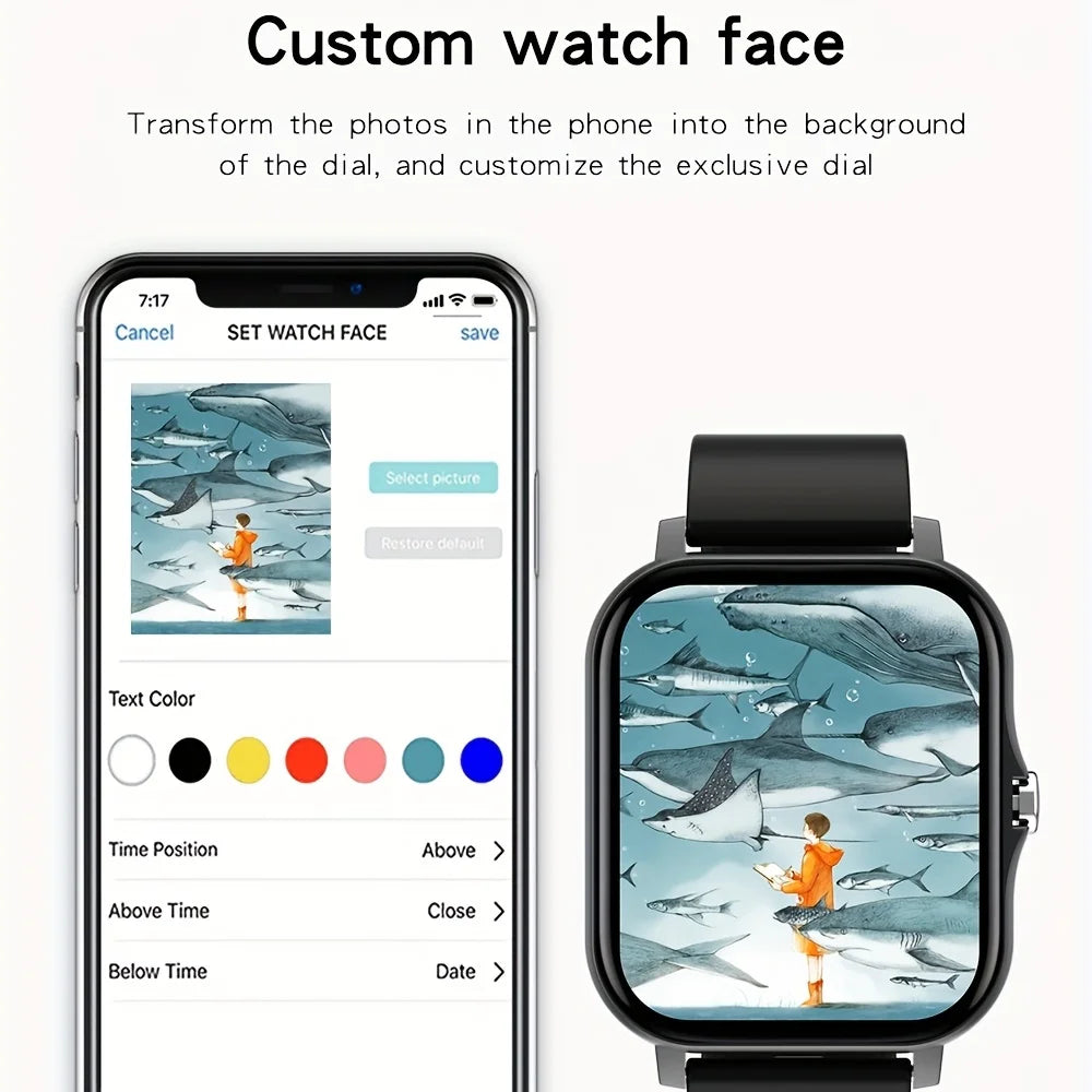 Touch Screen Smart Watch HD Display Bluetooth Call Message Alert Music Sports Smartwatch Men Gift Women Heart Rate Monitoring