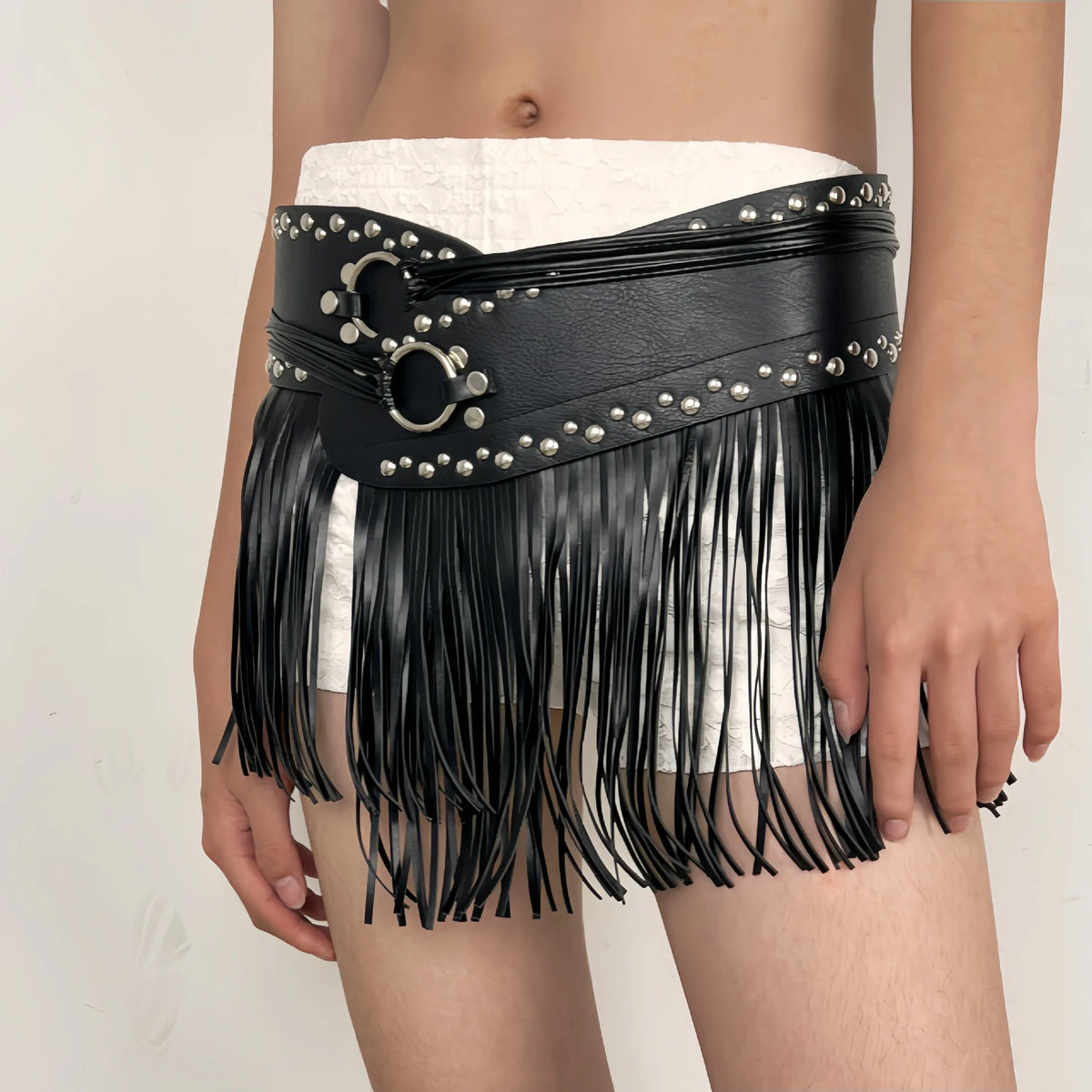 Retro Belt Western Cowboy Fringe Belt Bohemian-style Wide Waist Belt With Tassels Gothic Punk Fashion Belt Pu Material