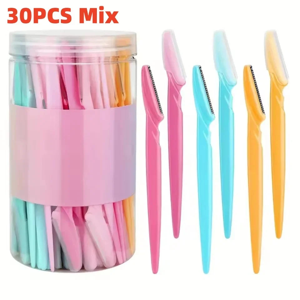 5/10/30/40pcs Eyebrow Razors Kit Facial Eye Brow Trimmer Multifunction Facial Hair Removal Tool with Container Safety Beauty