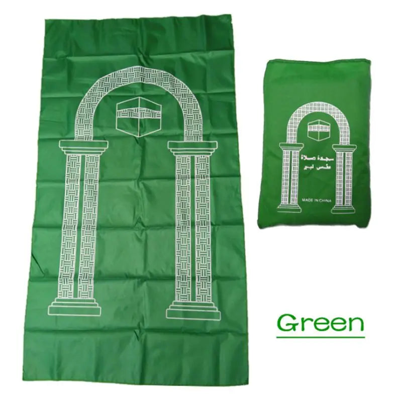 Portable Muslim Prayer Rug Waterproof PU Braided Mat Simply Print Pouch Travel Home Blanket 60x100CM