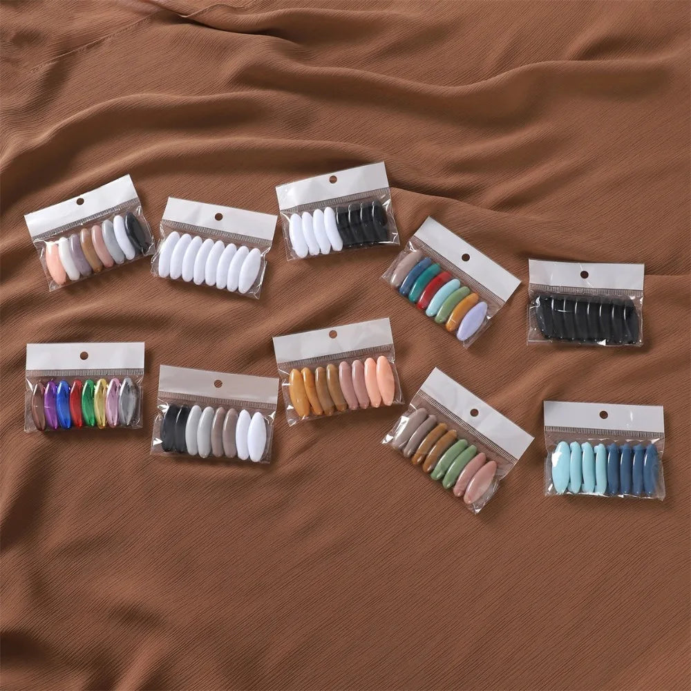 New 8pcs/set New Solid Color Plastic Brooch Needle Elegantly Scarf Accessory Safety Pin Fix Scarf Hijab Brooch