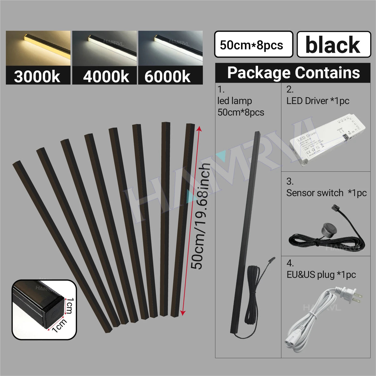 LED Recessed Lighting LED Strip Light for Wood Slat Wall Panel in Parallel with Touch Sensor, Self-Adhesive for Slat Wall Decor