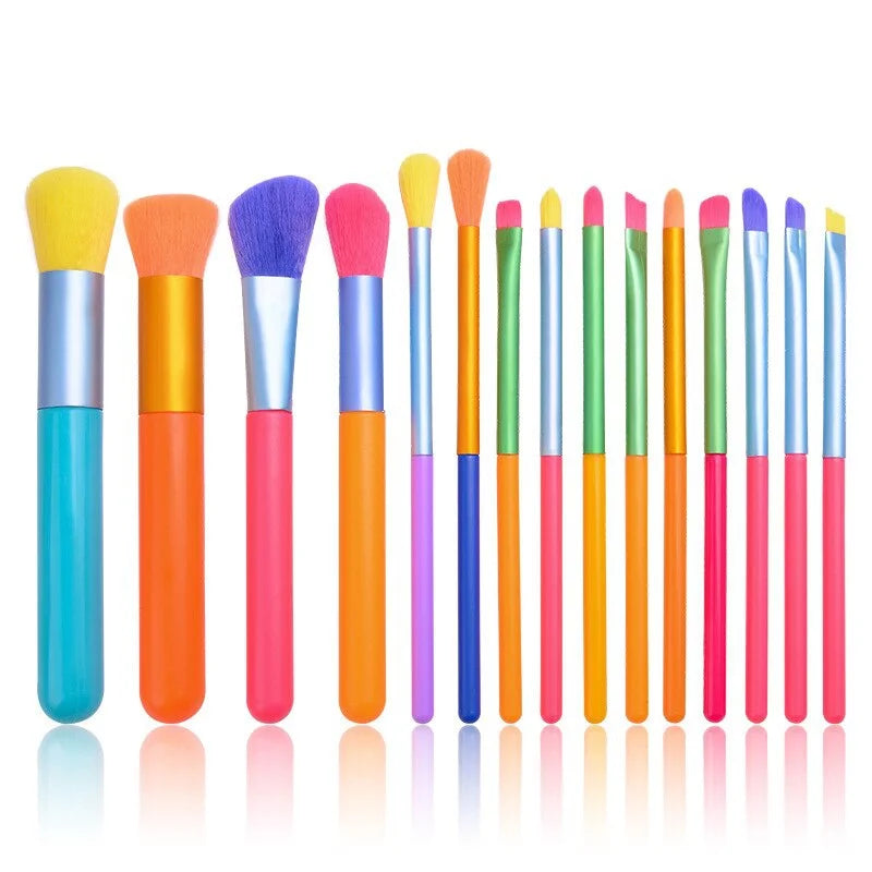 Makeup Brushes 15Pcs Colourful Makeup Brush Set Foundation Contour Blush Concealers Eye Shadow Blending Make Up Brush Kit