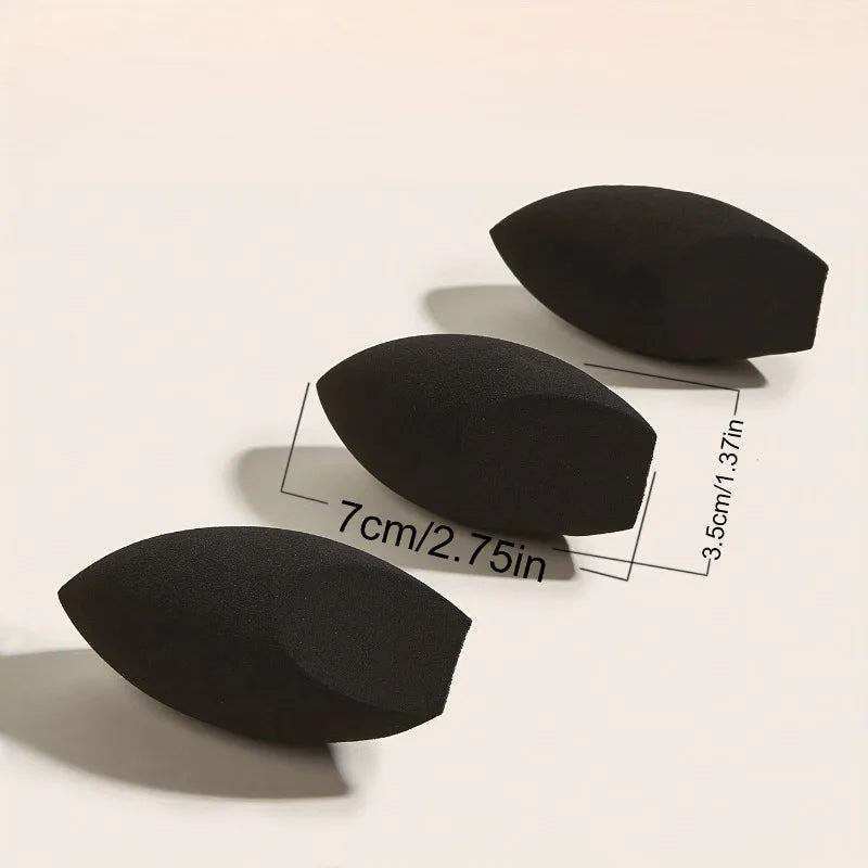 3 PCS Beauty Blender  Foundation Makeup Sponge  - Black Shape , Reusable Makeup Applicator