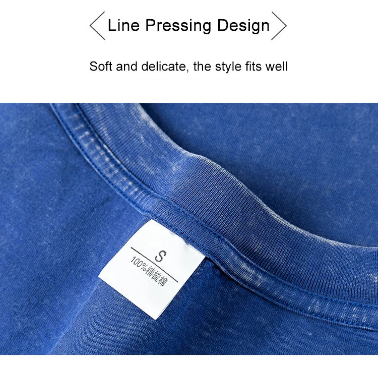 Washed And Distressed 230g Heavyweight Cotton Short Sleeved T-shirt Versatile Men Women Summer Solid Color Loose T Shirts Top