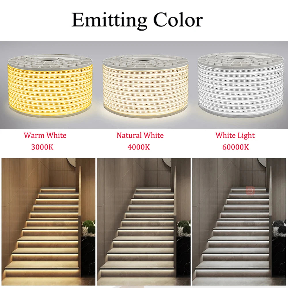 LED Strip Lights 120LEDs/M Waterproof Indoor&Outdoor Rope Light for Garden Patio Kitchen Bedroom Living Room Under Cabinet Decor