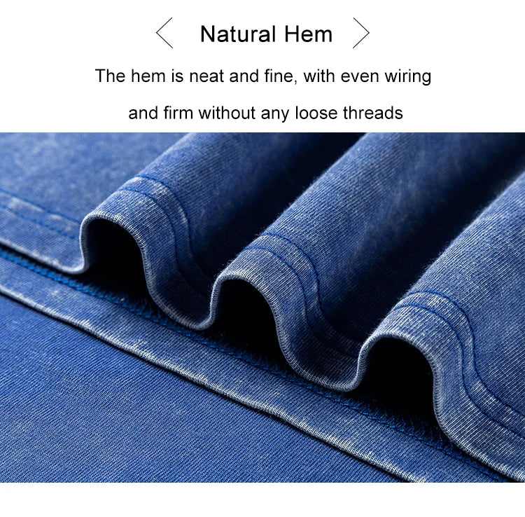 Washed And Distressed 230g Heavyweight Cotton Short Sleeved T-shirt Versatile Men Women Summer Solid Color Loose T Shirts Top