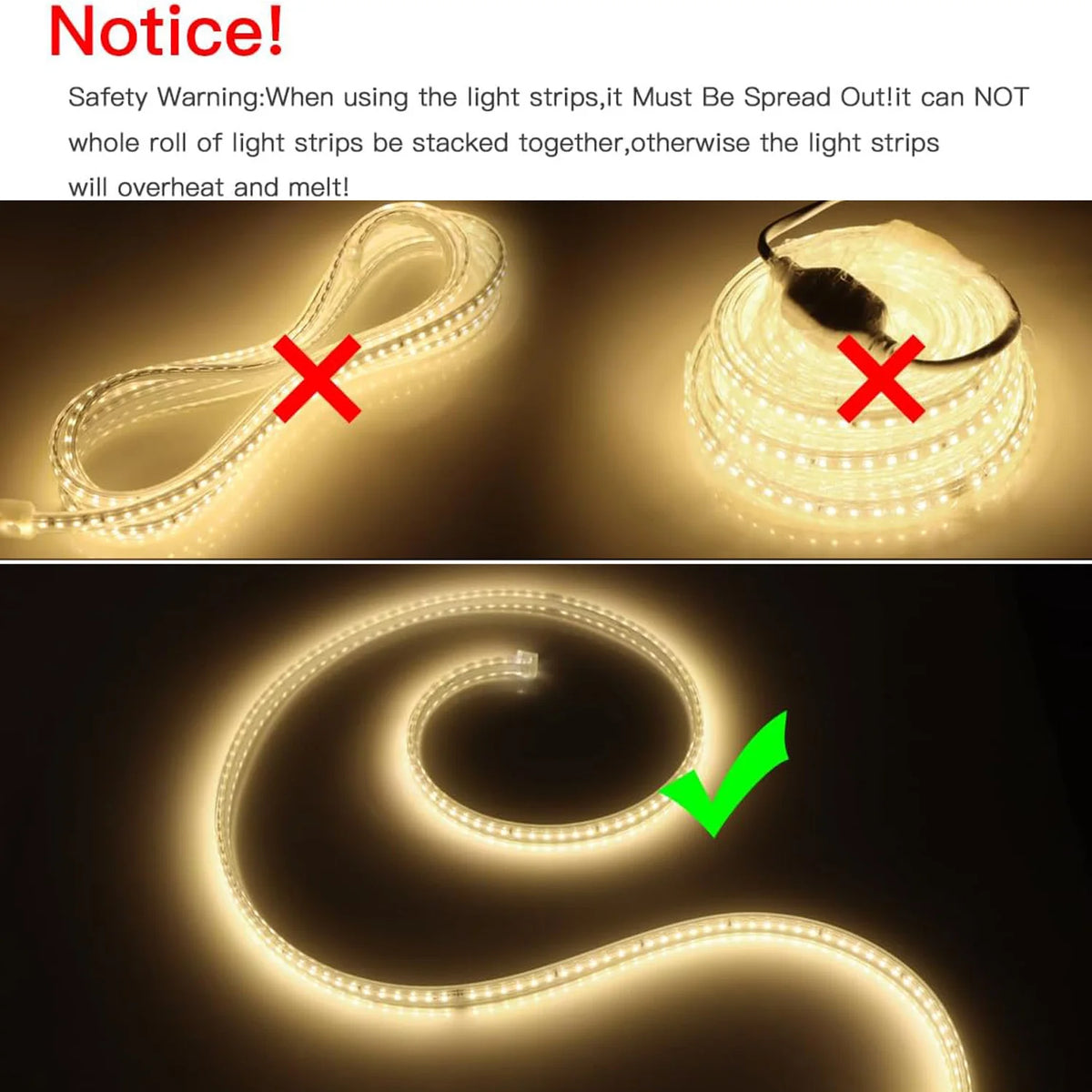 LED Strip Lights 120LEDs/M Waterproof Indoor&Outdoor Rope Light for Garden Patio Kitchen Bedroom Living Room Under Cabinet Decor