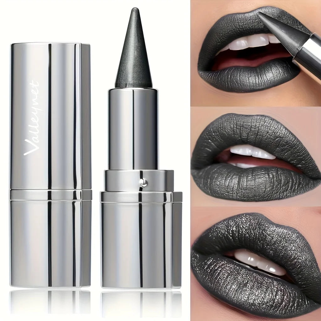 Matte Metallic Lipstick Gloss - Long-Lasting, Waterproof & Sweatproof Black Lipstick with Metallic Finish All Skin Types