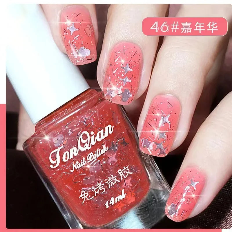 Nail Polish Female Lasting No Bake Can Not Peel Classic Show White Cherry Red Pearl White Transparent Nude Color