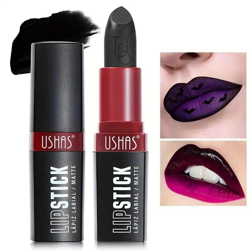 Matte Vampire Black Lipstick Matte Black Lip Stick High Impact Highly Pigmented Velvet Matte Lipstick Retro Dark Purple Lipstick