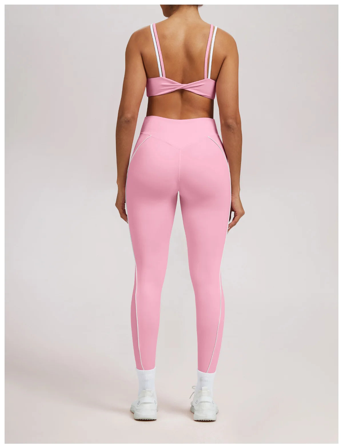 Yoga Leggings Women's Workout Gym Running Fitness Pants High Waist Ruched Contrast Piping Butt Lifting Slim Squat Proof Stretchy