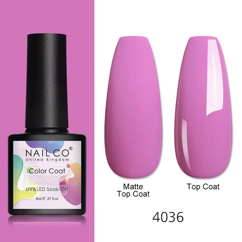 NAILCO 8ml Pink Red Colors Gel Nail Polish Nail Art Varnishes Gel Lacquer Coat LED Nails Manicure Design UV Gel Varnish Soak Off