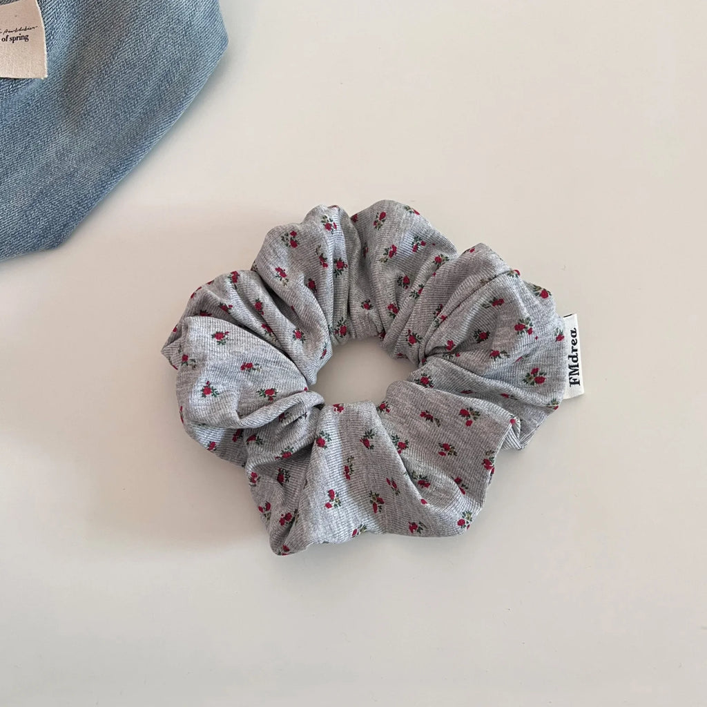 1PC New Style Floral Scrunchies For Women Elegant Ribbed Hair Ties Fashion Hair Accessories For Daily Wear